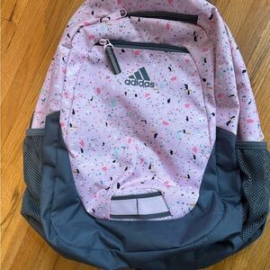 Adidas Pink and Gray Speckled Backpack